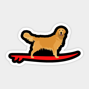 Surfing Golden Retriever Sticker